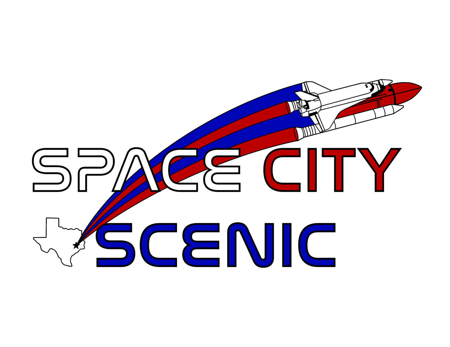 Space City Scenic logo with space shuttle.
