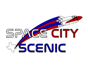 Space-themed logo with shuttle and text.
