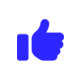 An icon of thumbs up with a transparent background